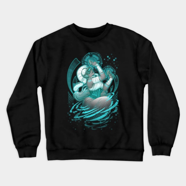 VR Gamer Girl Crewneck Sweatshirt by Medusa Dollmaker